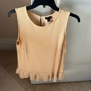 Ann Taylor stripe orange and white baby doll tank size s